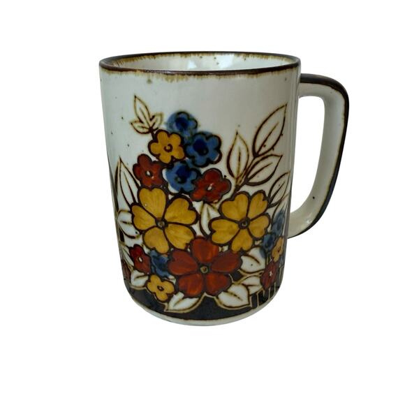 Vintage Mug Set Of 2 Coffee Mugs Set Vintage Floral 70s Japan - Picture 3 of 10
